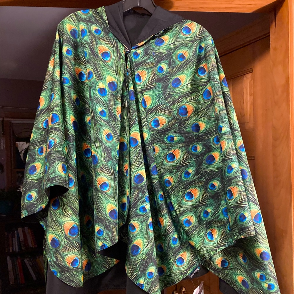 Peacock print Raincaper for a stylish rainy day look!